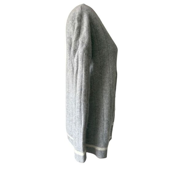 Kokun Cashmere Cardigan Size L Gray Button Front Pockets - Picture 8 of 10